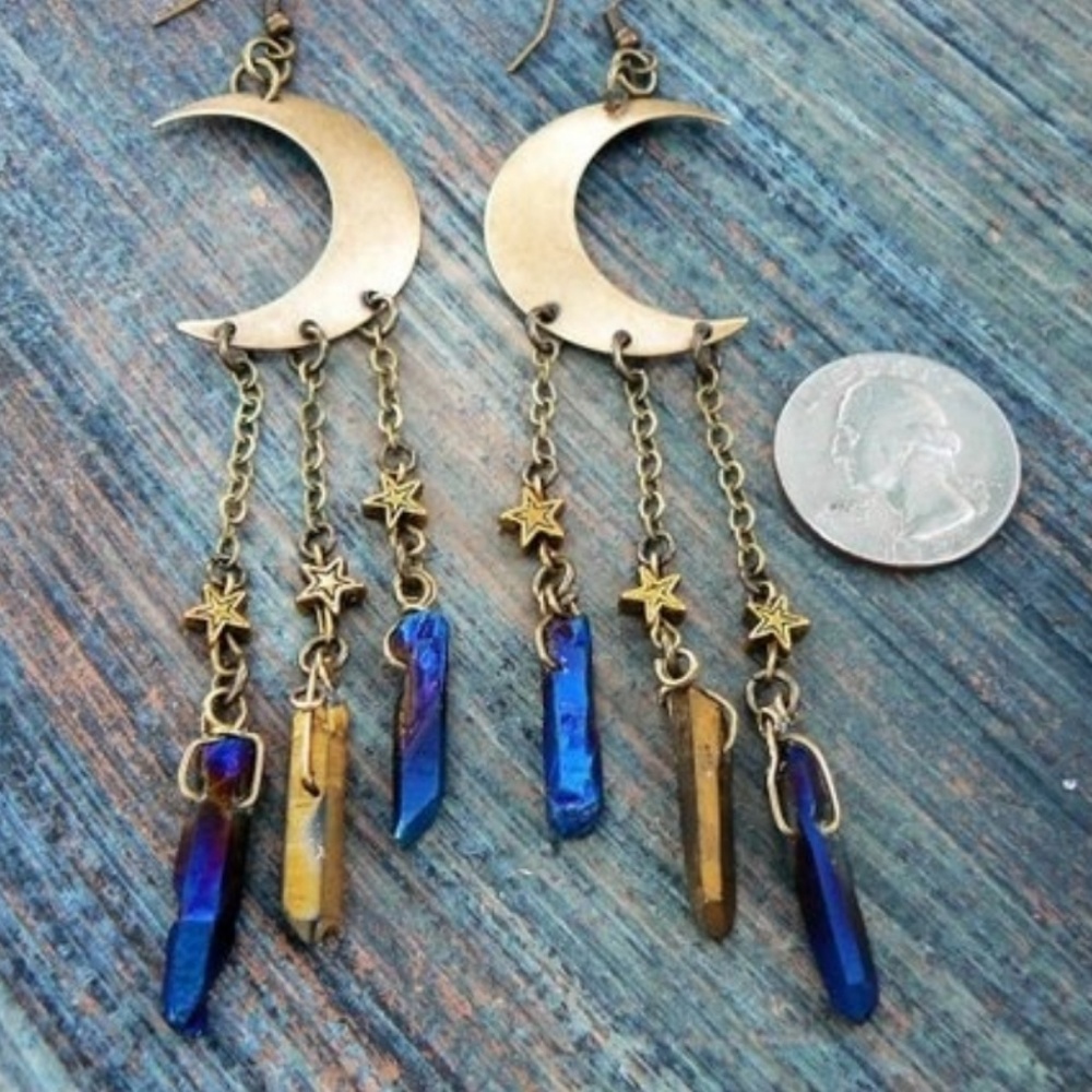Moon Earrings Atlantis( Handmade) ๐ - Picture 1 of 8
